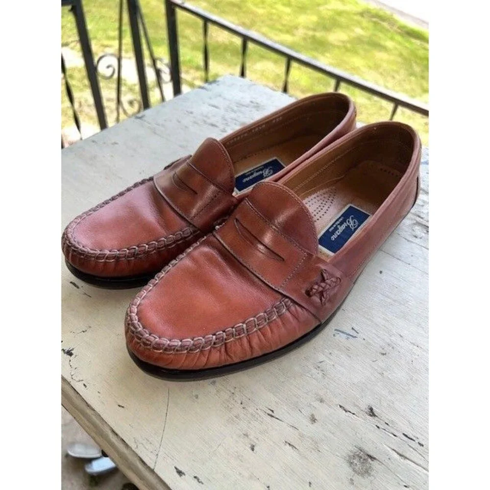 Bragano Men's Driving Penny Loafers Brown Leather Size 10.5M Made in Italy